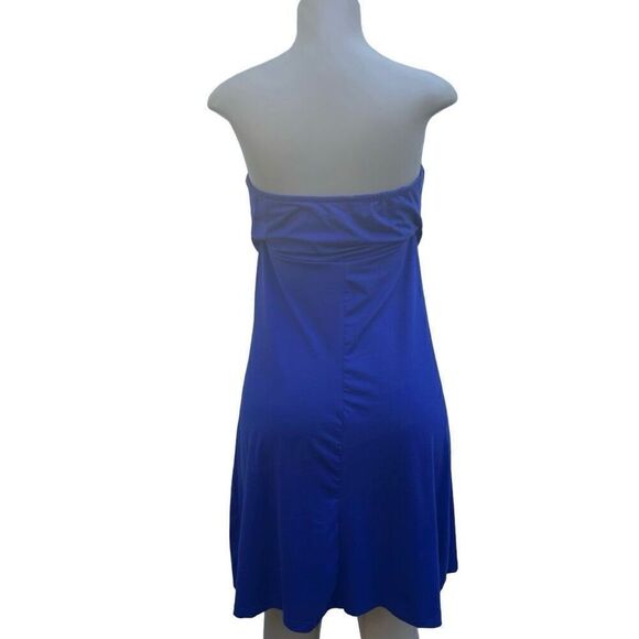 Pacific Beach Swim Cover-Up Mini Dress Women's XL Blue Strapless Rayon Blend - Picture 5 of 7